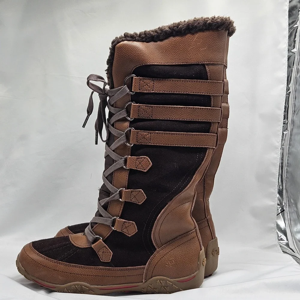 Pajar Canada Women Faux Shearling Brown Leather Snow Winter Boots 8-8.5US EUR 39